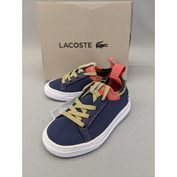 Lacoste Unisex-Child Infant's La Piquee Sneaker Navy/Red, 5.5 - Picture 1 of 9